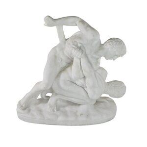 G Ruggeri The Wrestlers Alabaster Sculpture Classic Greek Roman